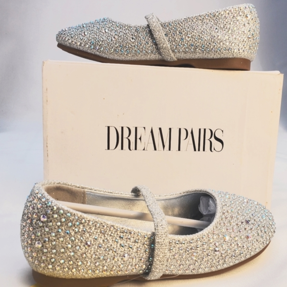 Dream Pairs Kids Girls Rhinestones Ballet Flat Shoes Toddler Fashion Dress Shoes